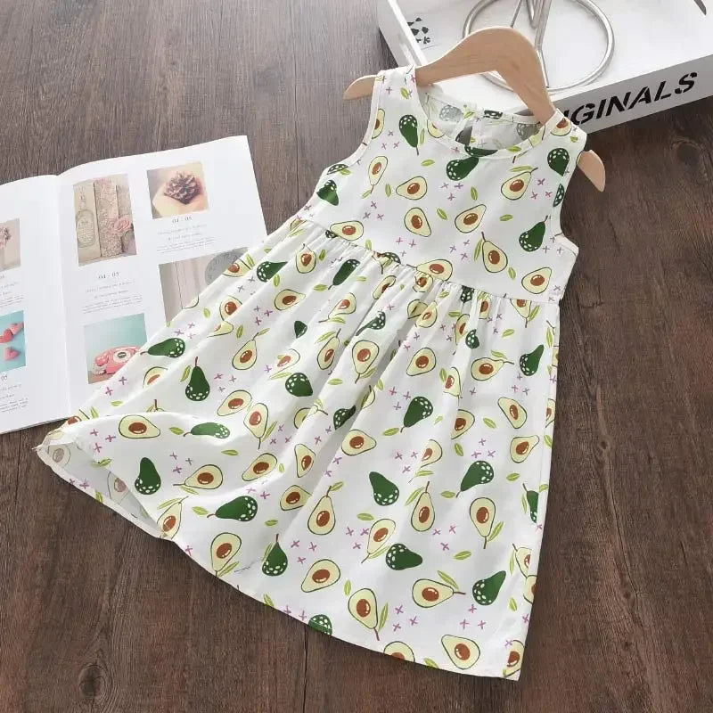 Bear Leader Summer Girls Dress Casual Princess Dresses Sleeveless Print Flower Costumes Kids Vestidos Cotton Floral Dress 2-7Y