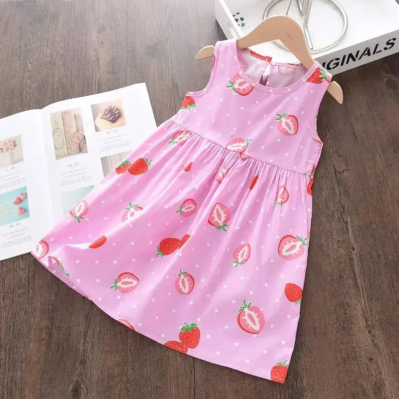 Bear Leader Summer Girls Dress Casual Princess Dresses Sleeveless Print Flower Costumes Kids Vestidos Cotton Floral Dress 2-7Y