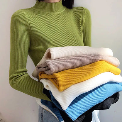 Women Spring Turtleneck Sweater Knitted Soft Pullovers cashmere Jumpers Basic Solid Soft Sweaters Women Autumn Winter Casual Top