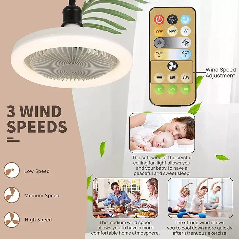 Ventilador de Teto com Lâmpada de Iluminação